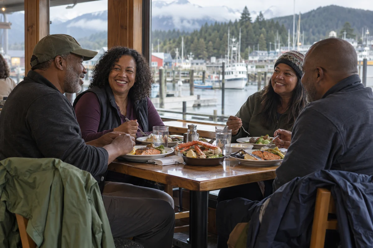 Illustrative Alaska best for food + local flavor experience with travelers.